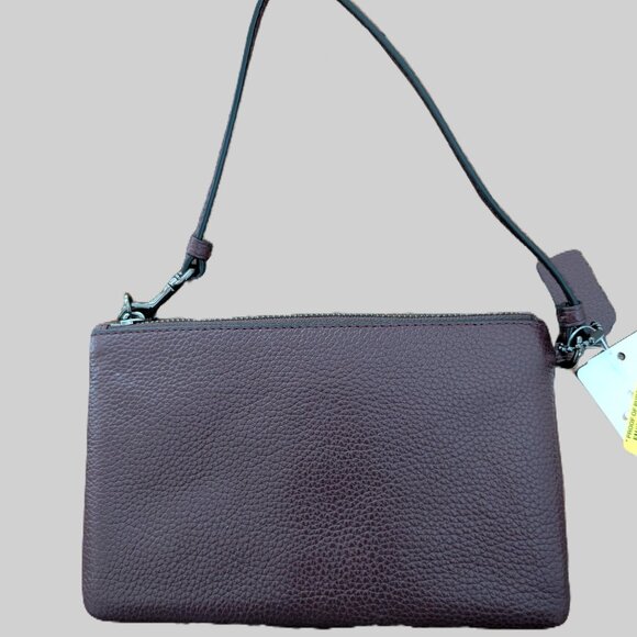 Coach pebbled leather embellished wristlet Oxblood red - Picture 3 of 5